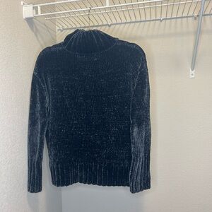 Velvet Navy Blue Turtleneck Sweater